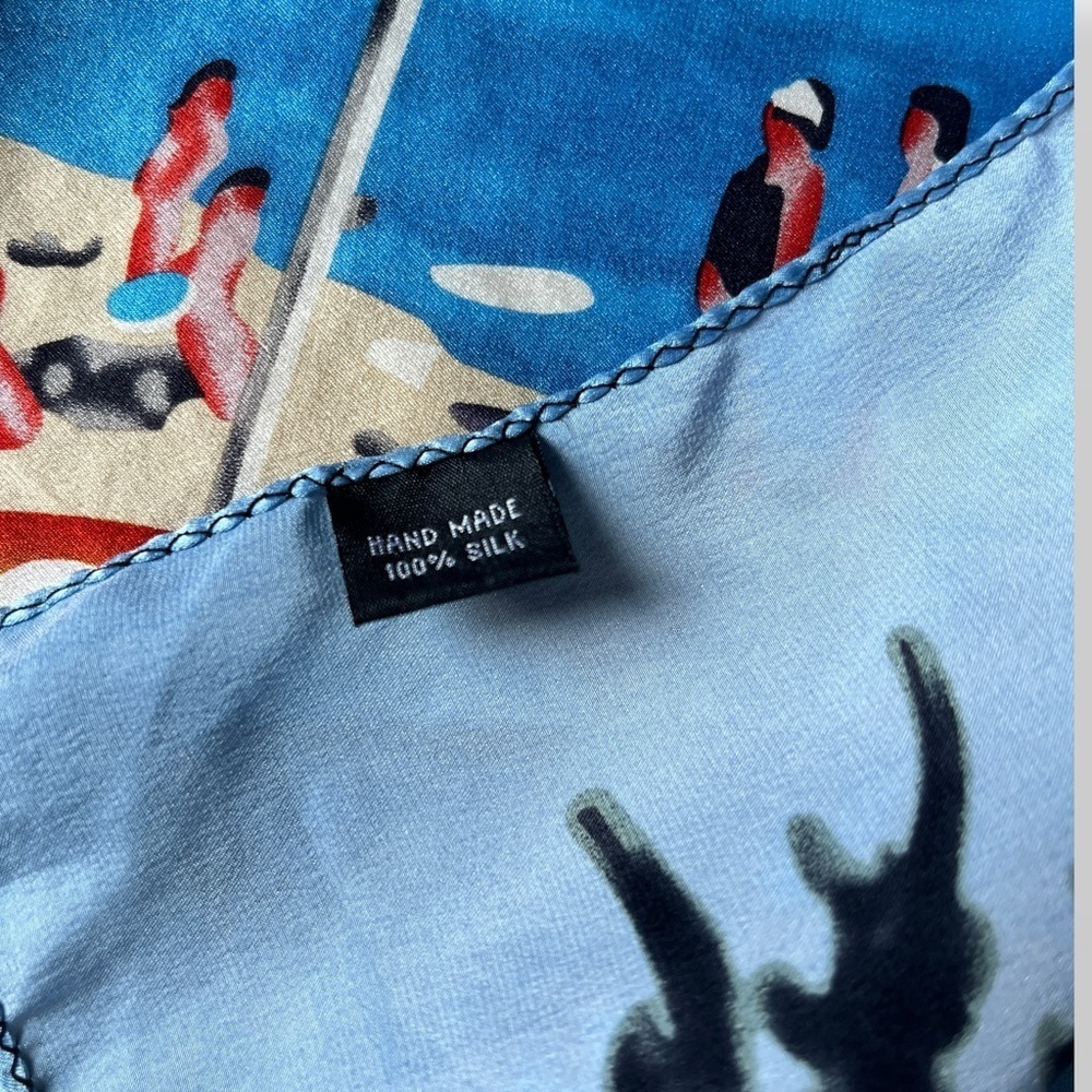 Silk Scenic Beach Print Oblong Scarf Headscarf - Picture 8 of 12
